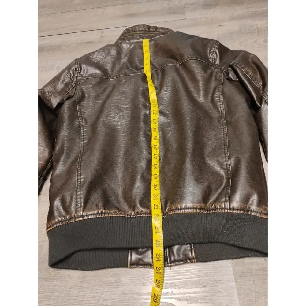 Levi Men's Faux Leather Sherpa Bomber Jacket Brown small New With Tag - Picture 13 of 13